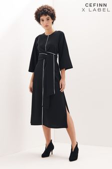 Cefinn x Label Black Tie Waist Jersey Dress (M16993) | £69