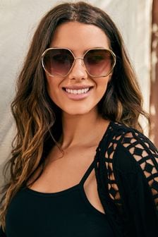 Metal Hexagonal Frame Sunglasses