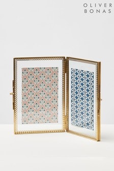 Oliver Bonas Gold And Glass Lace Double Picture Frame