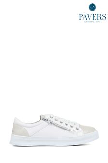 Pavers White Lace-Up Trainers