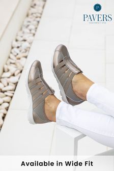 Pavers Ladies Grey Wide Fit Casual Slip-On Shoes
