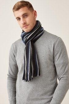 CACUSS Mens Solid Cold Winter Warm Scarf Soft Knitted Neckwear Cotton Scarves 