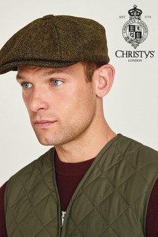 Christys' Hats Baker Boy Cap Tweed Brown & Overcheck 
