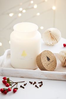 White Festive Spice Scented Jar Candle
