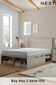 Grey Oak Effect Bronx Wooden Platform Storage Bed Frame (M20525) | £750 - £850