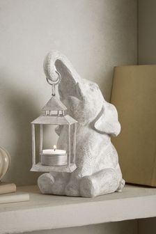 Grey Elephant Lantern Candle Holder (M20728) | £26