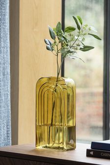 Ochre Yellow Retro Glass Vase