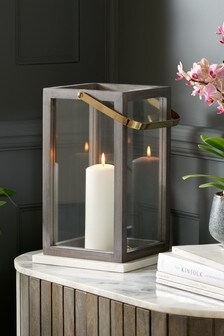 Brown Pianola Luxe Marble And Metal Lantern