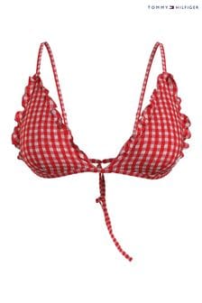 Tommy Hilfiger Red Gingham Triangle Bikini Top