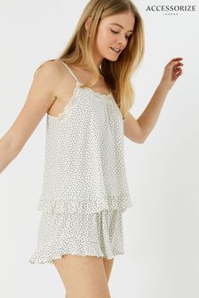 Accessorize Cream Heart Print Vest Pyjama Set