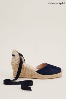 Phase Eight Blue Veronica Ankle Tie Espadrilles