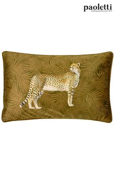 Riva Paoletti Gold Cheetah Forest Velvet Polyester Filled Cushion