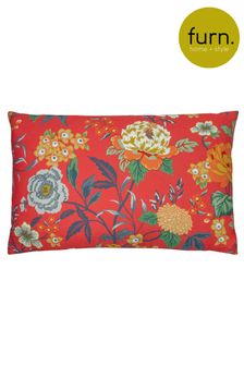 furn. Red Azalea Floral Polyester Filled Cushion
