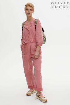 Oliver Bonas Pink Asymmetric Placket Jumpsuit