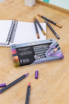 Spectrum Noir Set of 6 Blue Dual Tip Water-Based Antique Elements Metallic Marker Pens