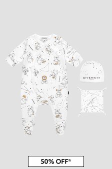 Givenchy Kids Baby Unisex White Sleepsuit Gift Set