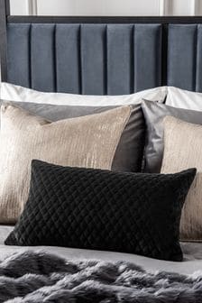 Black Velvet Quilted Hamilton Rectangle Cushion