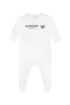 Burberry Kids Baby White Sleepsuit