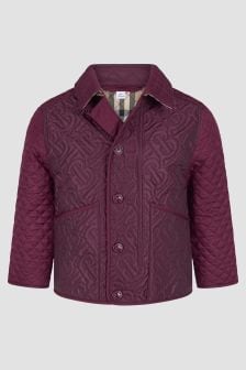 Burberry Kids Red Monogram Quilted Jacket