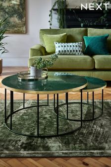 Green Marble Coffee Nest of 2 Tables