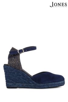 Jones Bootmaker Ladies Blue Arabella Leather Wedge Sandals