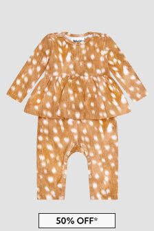 Molo Baby Girls Brown Rompersuit