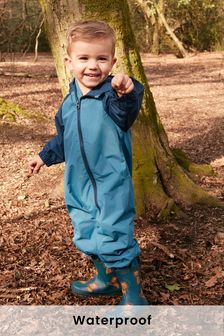 Navy Blue Waterproof Fleece Lined Puddlesuit (3mths-7yrs) (M27960) | £20 - £24