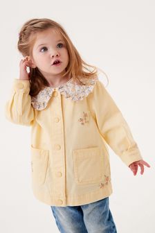 Embroidered Cotton Contrast Collar Jacket (3mths-7yrs)