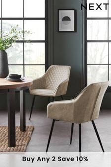 Set of 2 Hamilton Arm Dining Chairs With Black Legs