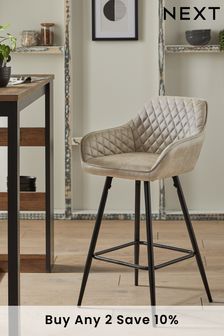Monza Faux Leather Mink Hamilton Fixed Height Arm Kitchen Bar Stool (M29635) | £175