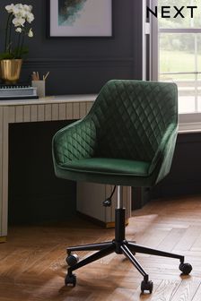 Opulent Velvet Bottle Green Hamilton Black Base Office Chair (M29636) | £190