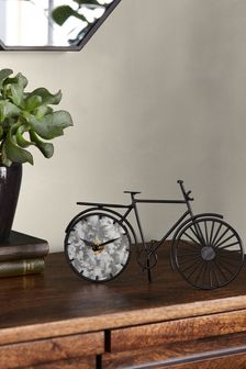 Grey Grey Metal Bike Mantel Clock