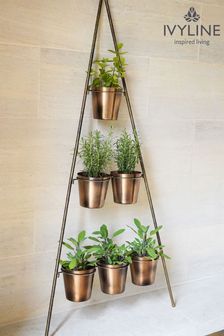 Ivyline Gold Large Outdoor Vertical Wall Plant Stand with Planter (M31062) | £125