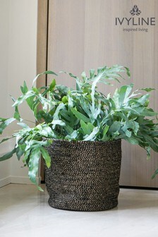 Ivyline Grey Polyrattan Lined Planter