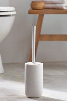 White White Stone Effect Toilet Brush