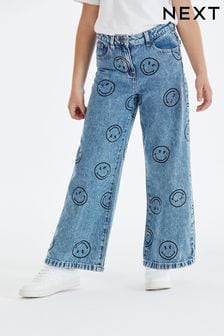 SmileyWorld License Print Wide Straight Jeans (3-16yrs) (M32243) | £18 - £23