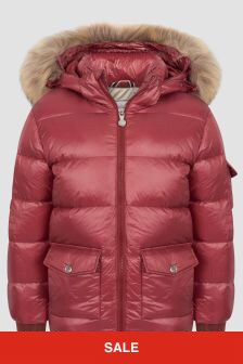 Pyrenex Kids Red Authentic Shiny Fur Jacket