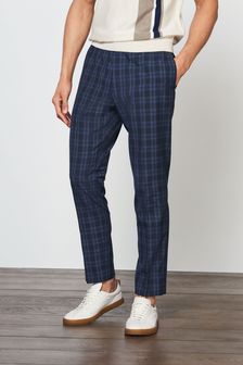 Buy Men's Formal Trousers Check Blue 