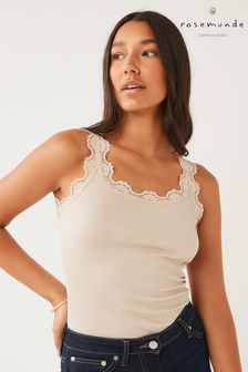 Rosemunde Silk Top With Lace In Cacao