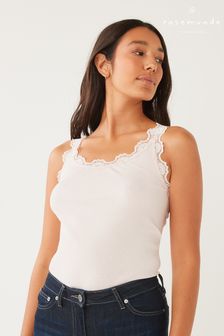 Rosemunde Silk Top With Lace In Soft Rose