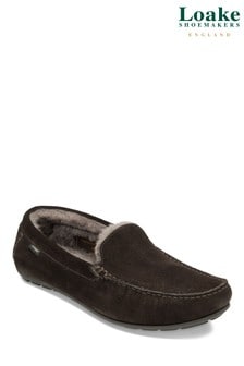 Loake Suede Shearling Lined Apron Slippers