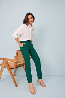 Green Smart Belted Taper Leg Trousers (M33144) | £45