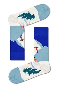 Happy Socks Blue Downhill Skiing Socks