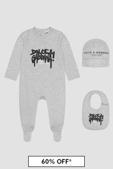 Dolce & Gabbana Kids Baby Boys Grey Sleepsuit