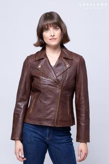 Lakeland Leather Thursby Vegetable Tanned Leather Biker Jacket In Tan