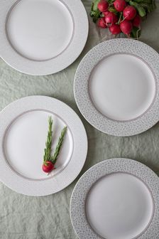 Set of 4 White Wild Clematis Dinner Set of 4 Dinner Plates