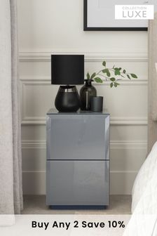 Sloane Grey 2 Drawer Slim Bedside Table (M35196) | £250