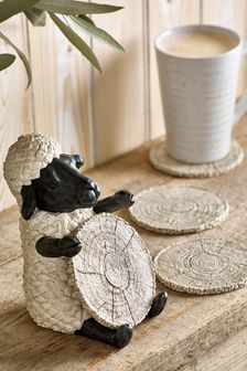 Set of 4 Barbara The Sheep Coasters In Holder