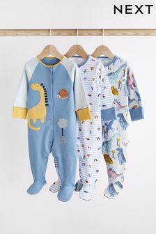 Blue Dinosaur Baby Sleepsuits 3 Pack (0mths-2yrs) (M36225) | £20 - £22