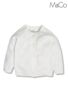 M&Co White Newborn Knit Cardigan